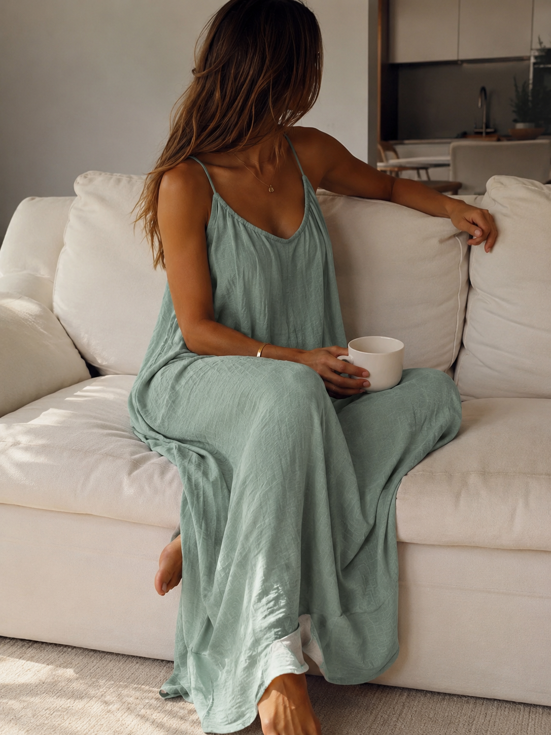 Robe Longue Bretelles Fines Dos Nu — Loungewear