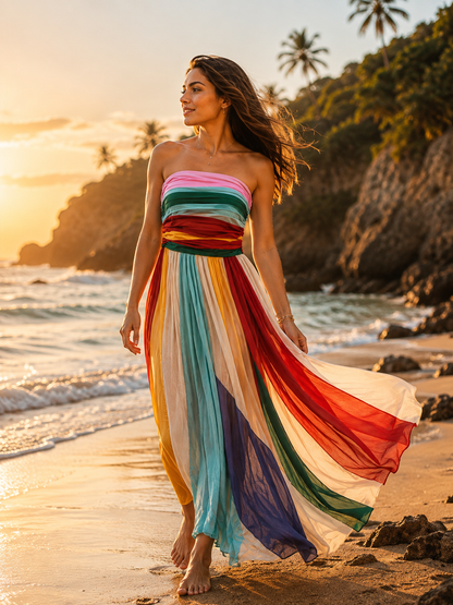Robe Longue Bustier Dos Nu — Esprit Vacances
