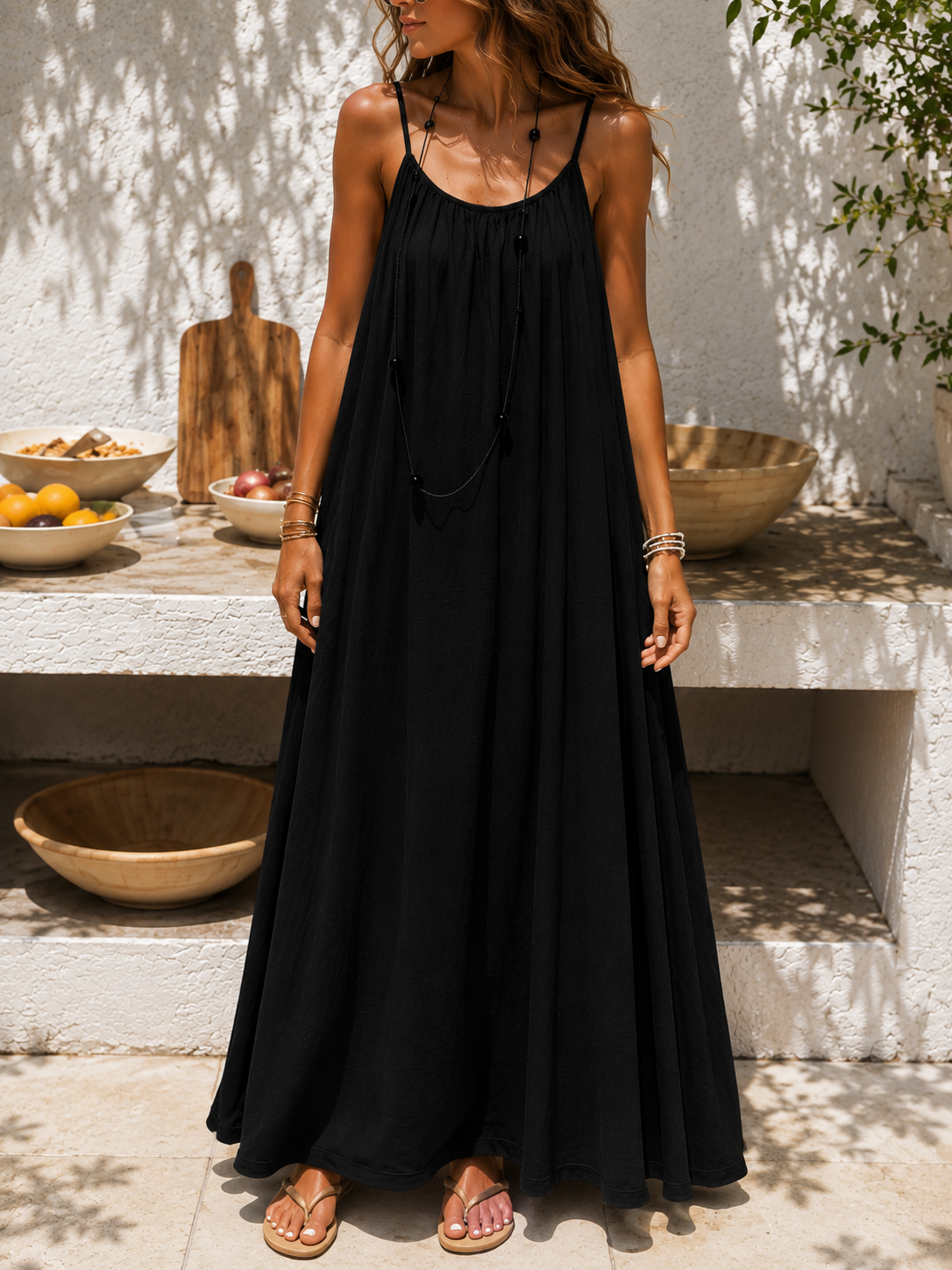 Robe Longue Bretelles Fines Dos Nu — Loungewear