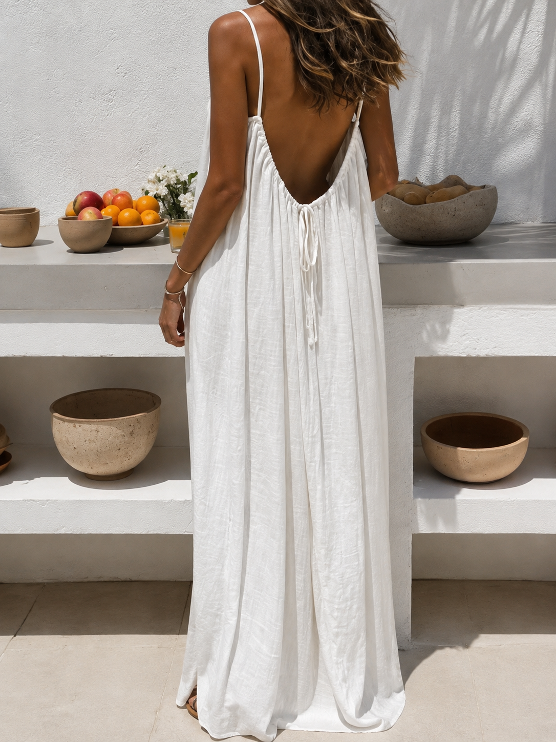 Robe Longue Bretelles Fines Dos Nu — Loungewear