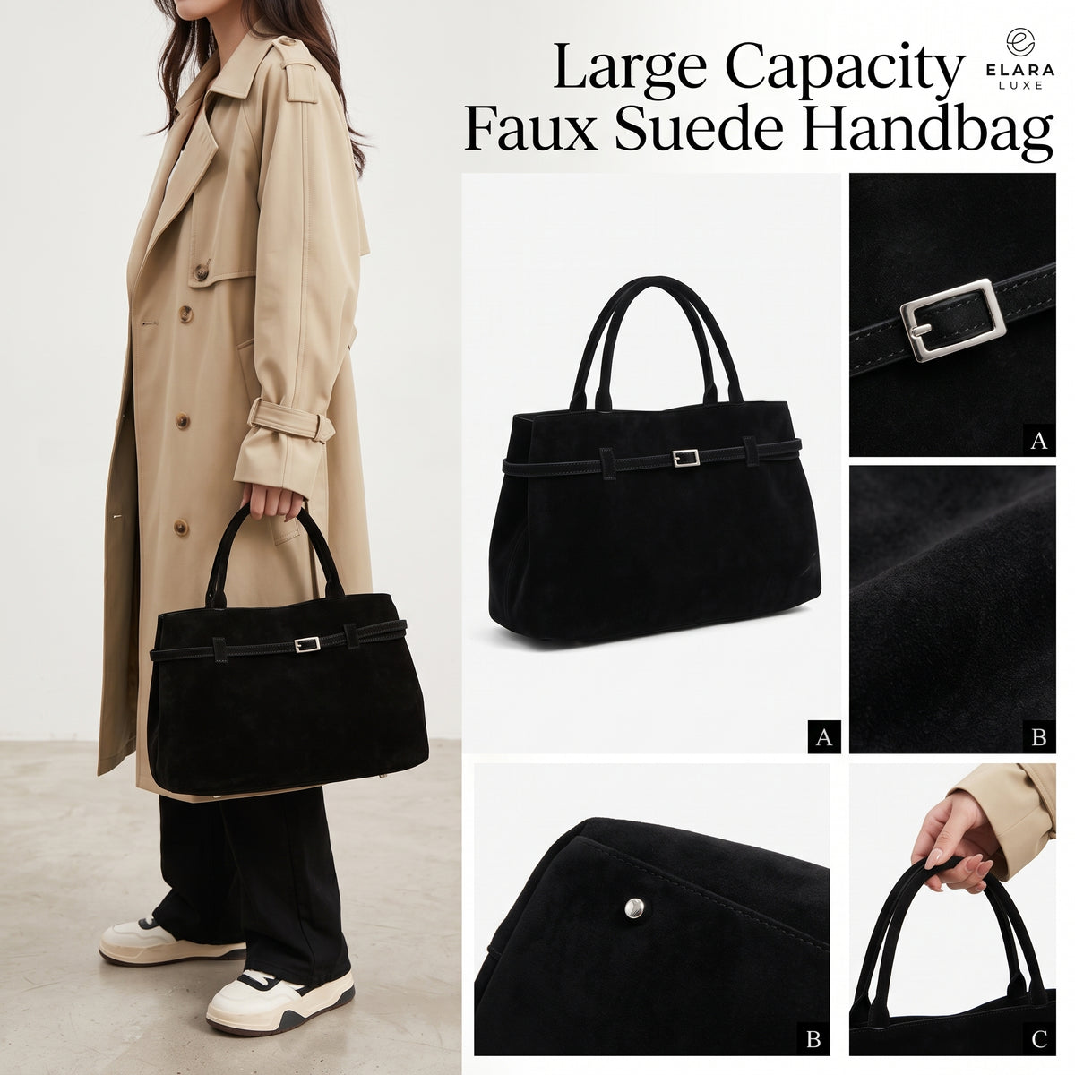 Sac Tote Suède Grande Capacité