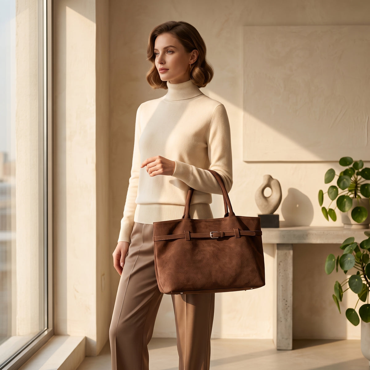 Sac Tote Suède Grande Capacité
